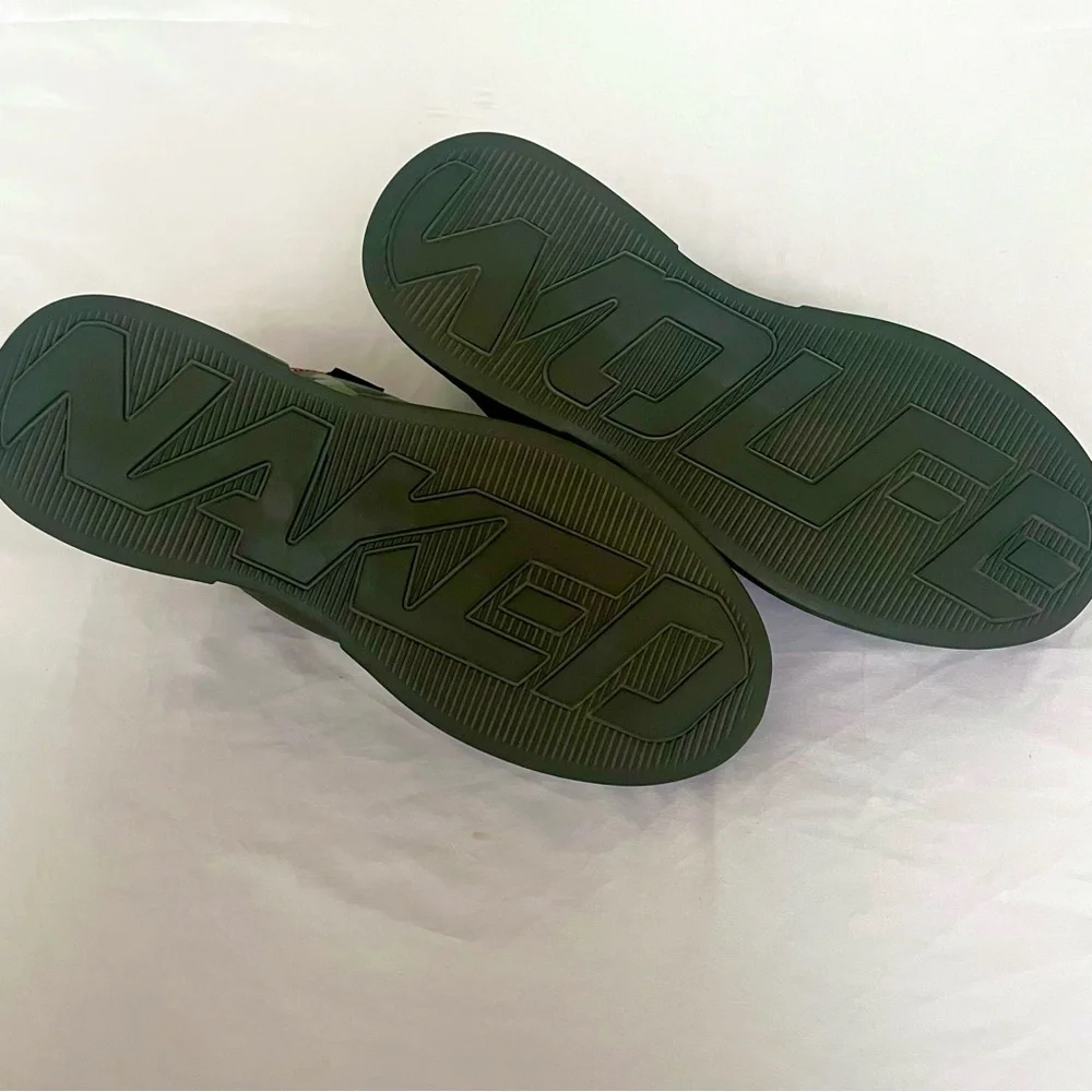 RARE Naked Wolfe Piranha Camo Army Green and Vibrant Orange Contrast Sneakers